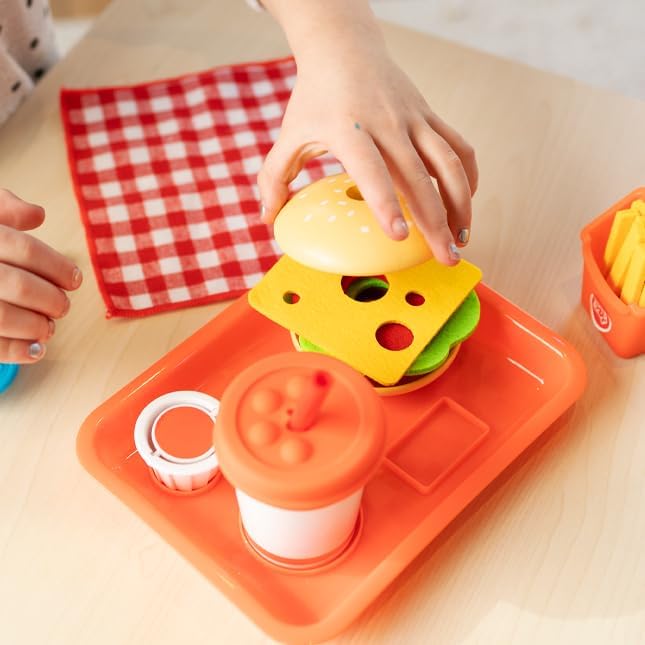 Fat Brain Toys Pretendables Burger & Fries - Imaginative Play Food Set for Ages 3 to 7