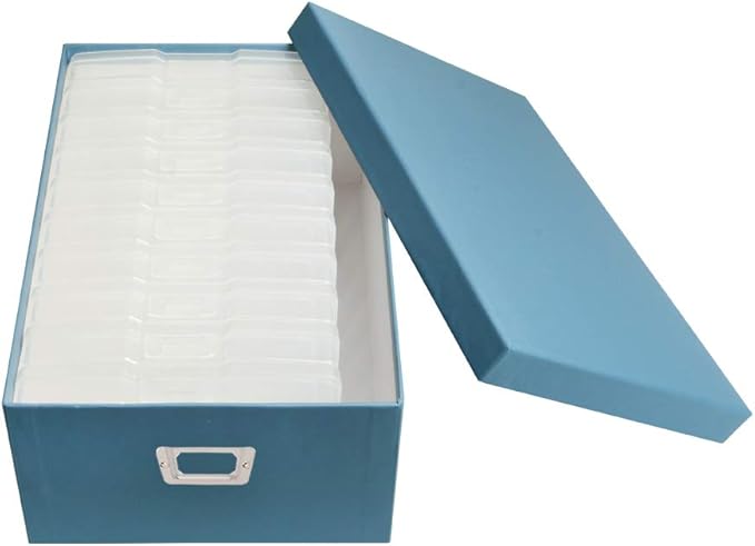 novelinks Photo Case 4" x 6" Photo Storage Box - 10 Inner Picture Storage Container Photo Organizer Case Picture Box Storage Photo Craft Keeper (Sky Blue)