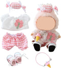 Clothes for Labubu Doll,Clothes for Dolls Accessories,Four-Leaf Clover Candy Summer Replacement Outfit Set 5 Pieces Suitable for Labubu 15&17cm ,Adorable Dress-Up Accessories for Doll (Pink)