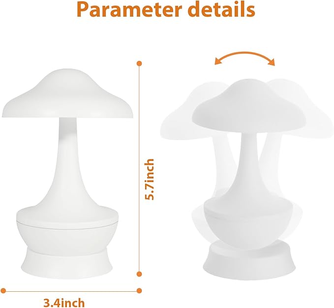 Mushroom Lamp Cordless Table Lamp - Room Decor Aesthetic Night Light for Night Stands and Desk Lamps - Fun and Energy- Night Light with USB Charging Port - Soft Indoor Lighting for Kids (White)