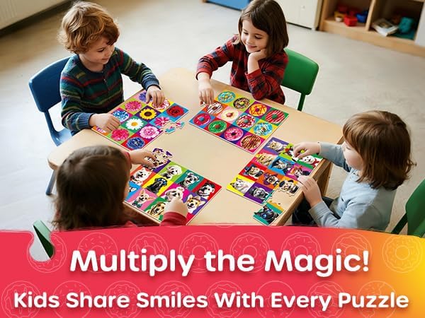 SYNARRY 100 Piece Puzzles for Kids Ages 4-6 6-8, Wooden 100 Piece Puzzle, 4 5 6 7 8 Year Old Puzzles for Kids Ages 4-8, Cat Dog Flower Donut Jigsaw Puzzle for 3+ Years Old Boys Girls