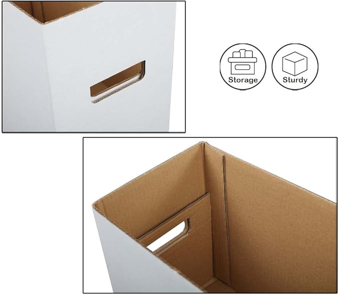 CROSSDESIGN 10 Pack Box Storage for Storing Small Items/Books/Kitchen/Supplies/Card, Corrugated Board Holds 150-175 Comics Collapsible/Stackable