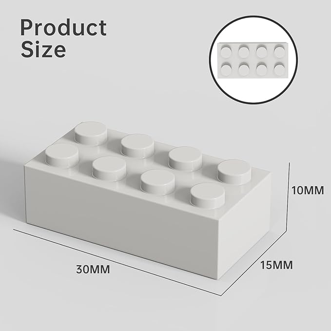 500 Piece Bulk 2x4 Building Bricks, Compatible with Lego, Flat White Bricks