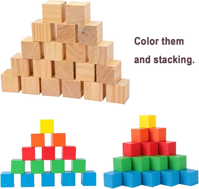 Unfinished Wood Cube Blocks for Crafts, 1cm Wooden Cube, Pack of 500 Small Nature Wood Square Blocks, Wooden Cubes for DIY Arts and Crafts Making