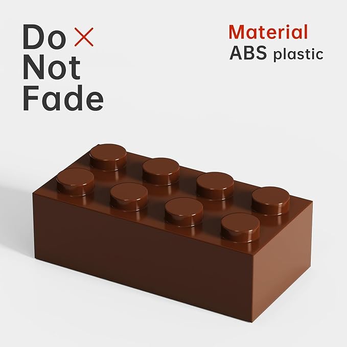 500 Piece Brown Bricks Bulk, Brown 2x4 Building Bricks Flat, Compatible with Lego Parts and Pieces: 2x4 Brown Bricks(Color: Brown)