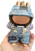 17cm Doll Clothes Set(No Doll), Hat & Overalls Set for 17cm Labubu Suit, Cute Cloth for Dress up Unique Style Dolls Outfit Stylish Clothes for Labubu (Crown Denim)