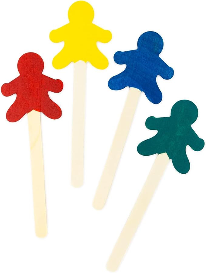 Hygloss Natural Wood Popsicle Sticks - Craft Stick - Great for Arts and Crafts - People Shape - 6.25 Inches High - 6 Pcs