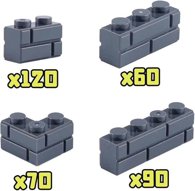 Classic Masonry Profile Bricks Pieces: 340 PCS Wall Accessories Building Block Parts Sets(Dark Gray)