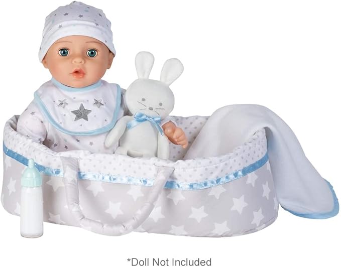 ADORA Adoption Babies Essentials Gift Set with Doll Clothes, Milk Bottle, Diaper, Bassinet, Bib and Micro-Fleece Blanke, Birthday Gift for Ages 3+ - Sweet Star