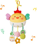 Carseat Toys Hanging for Babies 0-6 Months Boy Girl – Chicken Pull String Baby Toy with Crinkle, Rattle, Mirror, BB Squeaker – Crib Toys Hanging, Stroller, Car Seat Toy, Baby Hanging