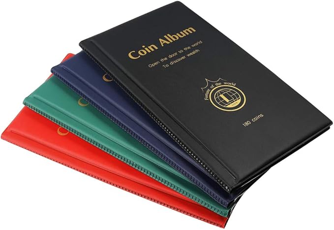 AITIME 180 Pockets Coin Collection Supplies - Coin Collecting Holders Book Album for Collectors, Collector Album Storage Suitable for Coin Diameter Less Than 1.66 Inches (Black)