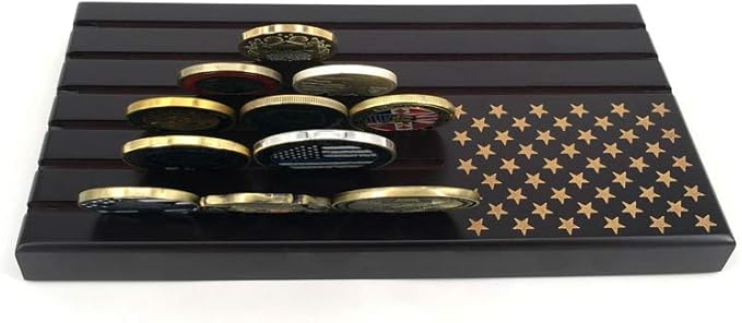 American Flag 6 Row Challenge Coin Holder Military Coin Display Stand