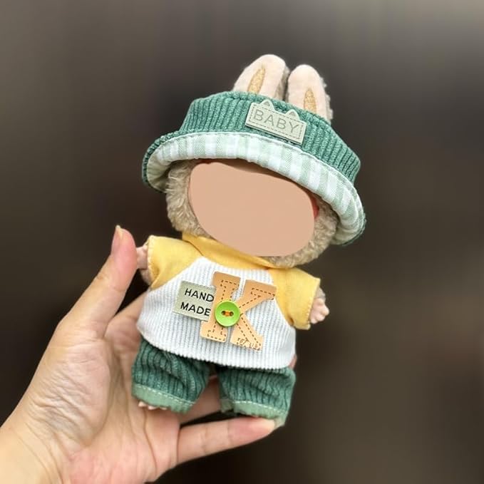 (2 Set) XMBYGY Doll Clothes for Labubu(for 17/15cm Standing/Sitting Doll)(NO Doll) - Accessories Clothes Dress up for Dolls Outfit Included Figures Clothing and Hat for Girl Woman (LB20+LB21)
