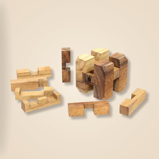 Hidden Passage Wooden 3D Mechanical Puzzle for Adults – Brain Teaser Game | Desk Toy | Handmade Interlocking Wood Puzzle | Mind Teaser Logic Challenge Toy by SiamMandalay