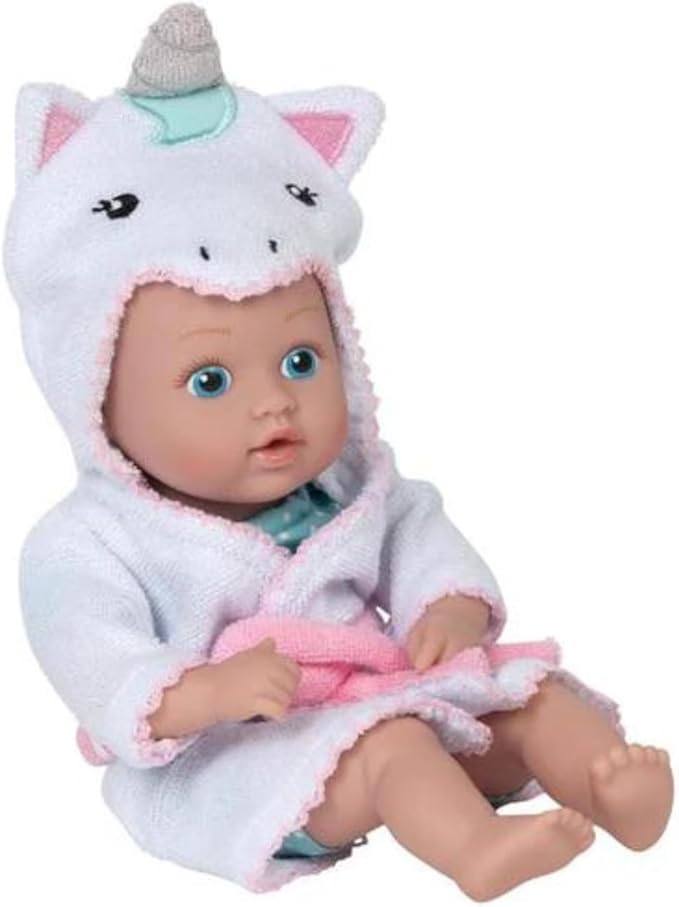 ADORA Bath Time Baby Tots Collection, 8.5" Baby Doll and Clothes Set, Made with Fresh Powder Scent, Machine Washable and Exclusive QuickDri Vinyl Body, Birthday Gift for Ages 1+ - Unicorn