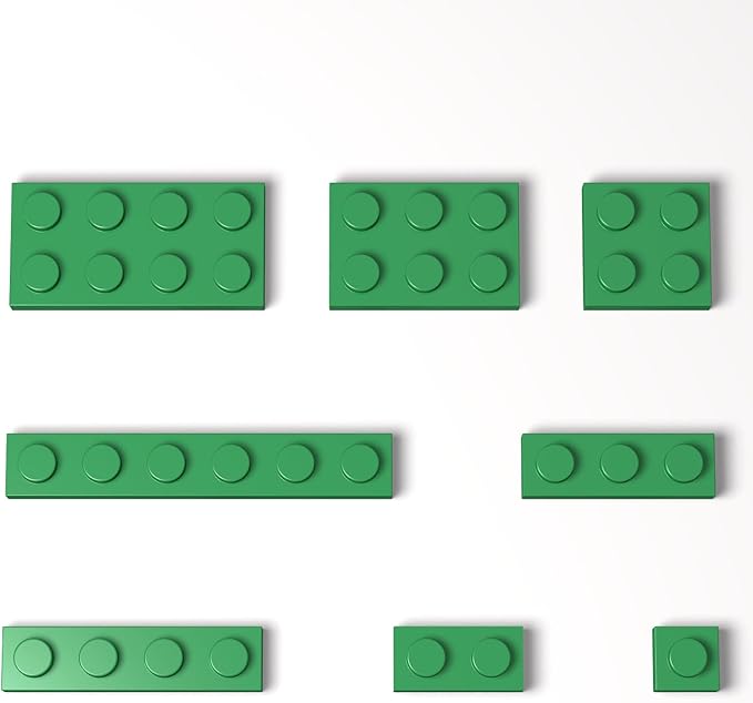 100 Pieces Classic Building Plate Assortment Pack, 8 Sizes Small Baseplates Multipacks, Compatible with Lego Parts and Pieces, Small Plate for Building(Color:Green)
