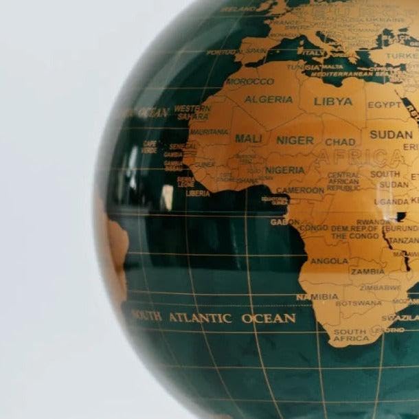 MOVA – Green and Gold Rotating Decor Globe, 6” | Solar-Powered Motion | No Batteries | Gift for Desk, Home, or Office