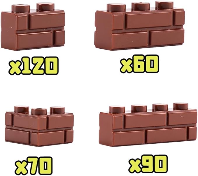 Classic Wall Bricks Building Block: 340 PCS Masonry Profile Brick Parts and Pieces Sets(Brown)