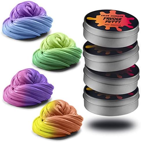 Squeeze Craft Color Changing Frudge Putty Heat Sensitive - 4 Pack Frudge Putty - Ideal for Sensory and Tactile Stimulation, Event Prizes, Slime Parties, Educational Game, Fidget Toy