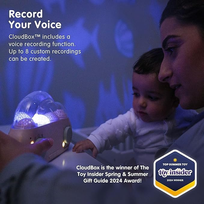 Cloudb Cloudbox My First Dreambox (English/Spanish) Storyteller Sound Machine | 36 Stories, 8 Melodies, 8 White Noises, 4 Light Projections | Star Projector Night Light, Rechargeable, Baby Essentials
