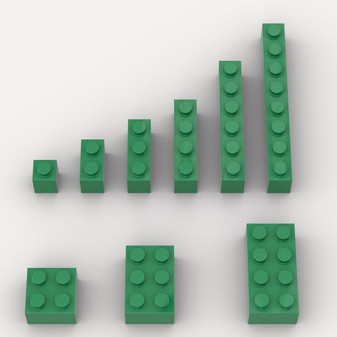 100 Piece Green Bricks Bulk Assortment Pack, 9 Size Green Classic Building Blocks Bricks, Compatible with Lego Parts and Pieces(Color: Green)