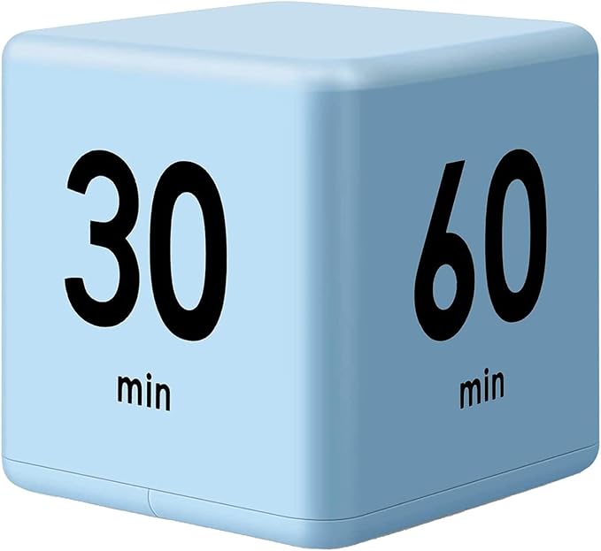 Feilifan Cube Timer,Productivity Timer Kids Time Timer Gravity Sensor flip Timer for Time Management and Countdown Settings 15 20 30 60 Minutes, Blue