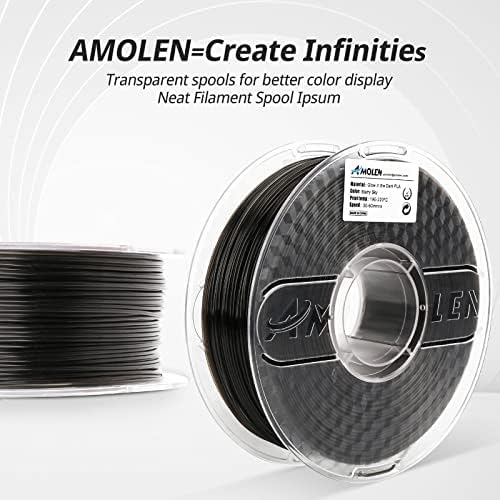 AMOLEN 3D Printer Filament, PLA Filament 1.75mm, Glow in The Dark Filament Blue Starry Sky, Best with UV Lamps, Fit Most 3D FDM Printers, Dimensional Accuracy +/- 0.02 mm, 1kg(2.2lbs) Spool