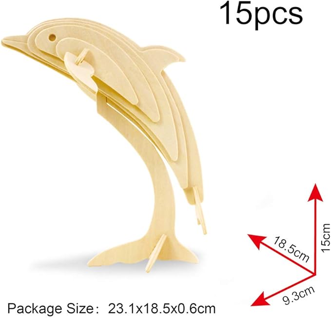 Georgie Porgy 3D Wooden Puzzles for Kids Toys Construction Woodcraft Kits DIY Model Puzzle Kits Birthday Gifts Pack of 6 (Bee Owl Butterfly Unicorn Sea Turtle Dolphin)