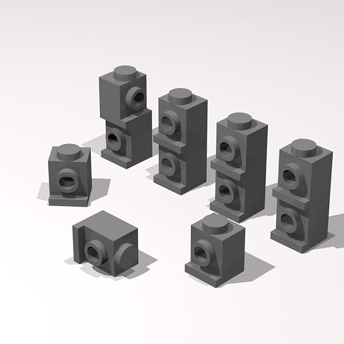 Classic Building Brick Bulk, 1x1 with Headlight 260 Piece, Compatible with Lego Parts and Pieces: (Color:Dark Gray)