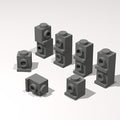 Classic Building Brick Bulk, 1x1 with Headlight 120 Piece, Compatible with Lego Parts and Pieces: (Color:Dark Gray)