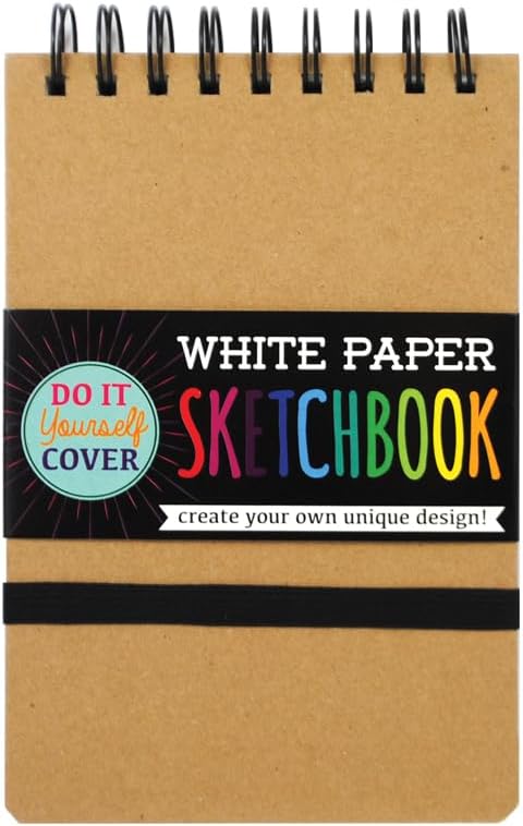 OOLY DIY Cover Small Sketchbook, 5 x 7.5 Inches, White Paper Sketchbook, Drawing Book for Kids, Artists Drawing Pad for Gel Pens