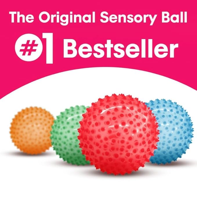 Edushape Original Sensory Ball for Baby - 7" Transparent Red, Enhances Gross Motor Skills for Kids 6 Months & Up