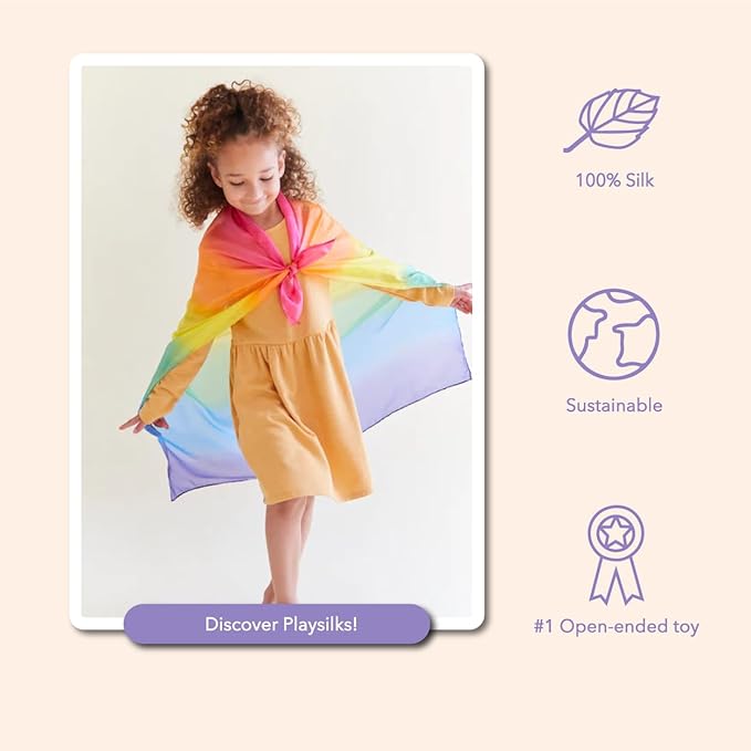 Sarah's Silks Set of 3 Playsilks | Rainbow, Sky Blue, and Purple