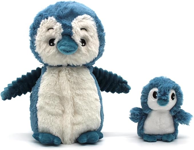 Les Déglingos Les Ptipotos by Glissou The Penguin Mummy Baby – Soft Plush – Ideal Newborn Gift – Blue – 16 cm