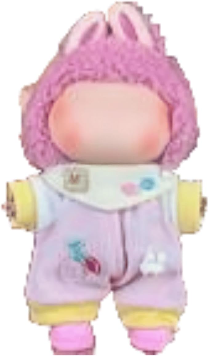 Doll Clothes for 17cm Figures,Cute Pink Bib-Style Jumpsuit