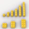 100 Piece Classic Building Blocks, 9 Size Yellow Bulk Assortment Pack, Compatible with Lego Parts, Color: Yellow, A0001