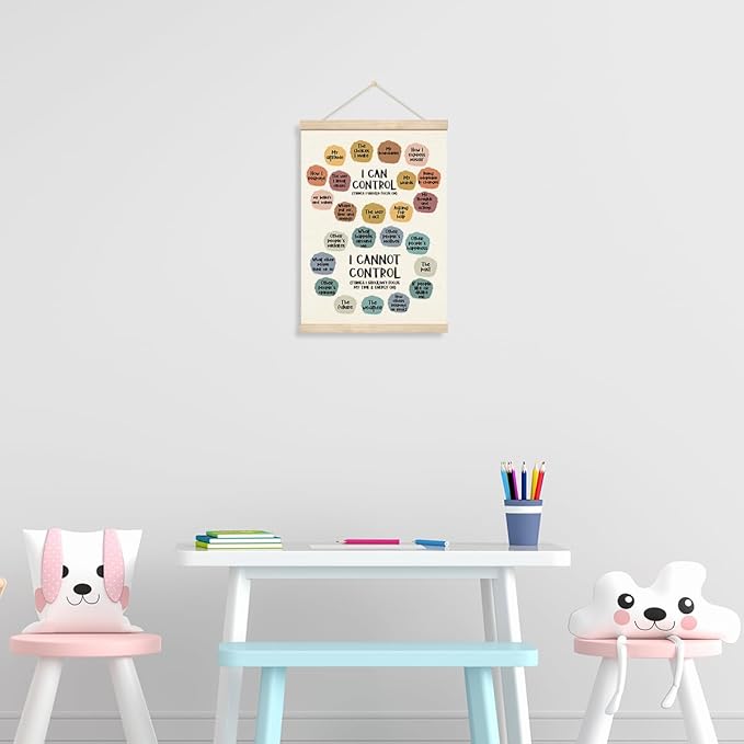 Emotional Wall Art, Positive Poster Print Framed, Therapy Office Decor, Things I Can Control Framed Canvas Print, Canvas Painting Artwork For Home School Counseling Treatment Office
