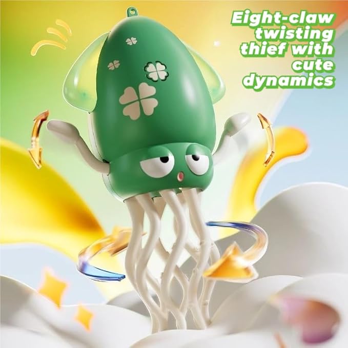 Electric Dancing Octopus Baby Toy, Automatic Evasion Octopus Toy with Led Light and Music, Interactive Entertainment for Baby Sensory Development Birthday Gifts(Yellow)