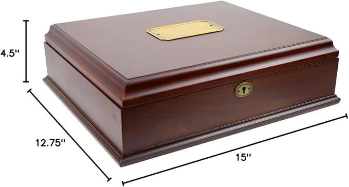 Antico Wooden Lockable Memory and Treasure Box for Keepsakes, Photos, Letters, Jewelry and More