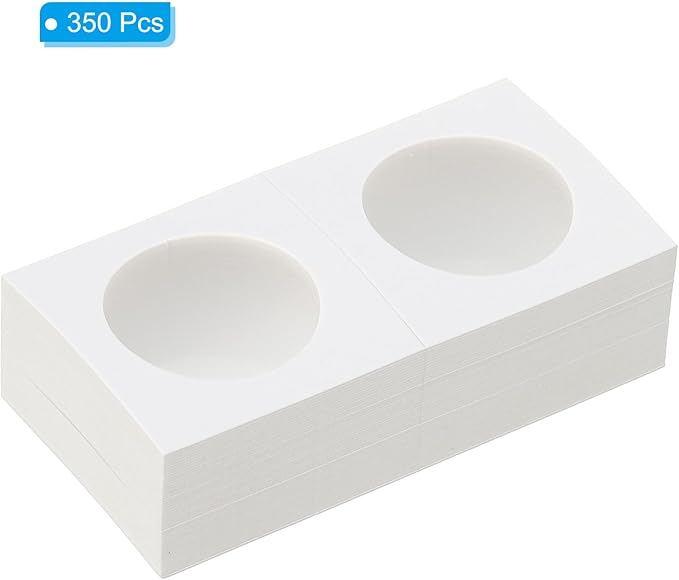 PATIKIL 2x2 Coin Flips, 350 Pack 35mm Cardboard Coin Holder Paper Coin Holders for Coin Collection Supplies Collector, White