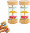 Oneshow Rain Sticks for Kids, Wooden Rainmaker Montessori Toys for Baby 6-12 Months, Baby Rattle Sensory Development Musical Instruments Toys for 1 Year Old Toddler Kids, Rain Maker 2 Pack