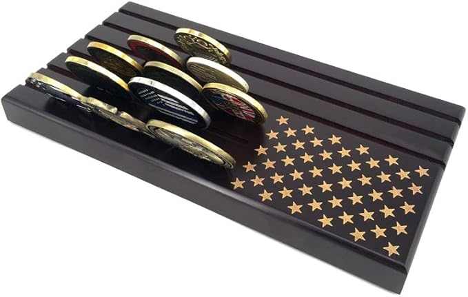 American Flag 6 Row Challenge Coin Holder Military Coin Display Stand