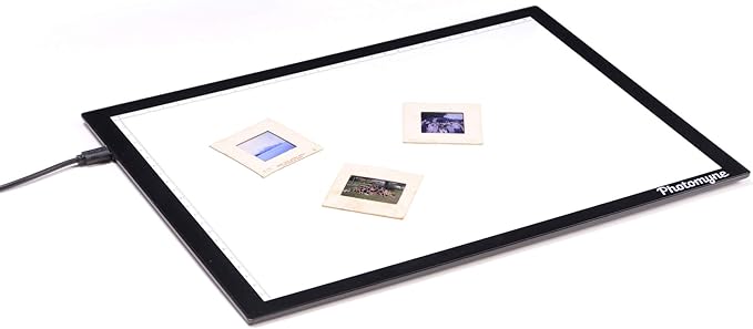 Photomyne A4 Slide Viewer | Light Pad Backlight | Negative Viewer | Film Negatives & Old Slides Scanning Light Box | Hands-Free Ultra-Thin Ultimate Brightness (Includes USB Adapter) - Black