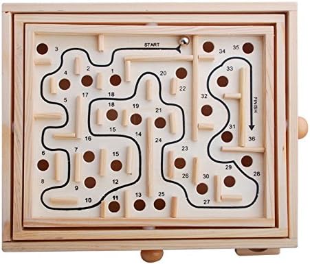 Topwon Wood Labyrinth Table Maze/Balance Board Table Maze Solitaire Game for Kids and Adults - Large - Great Gift