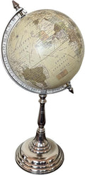 Educational World Globe with Political Map, White Ocean, Rotating Desktop Stand