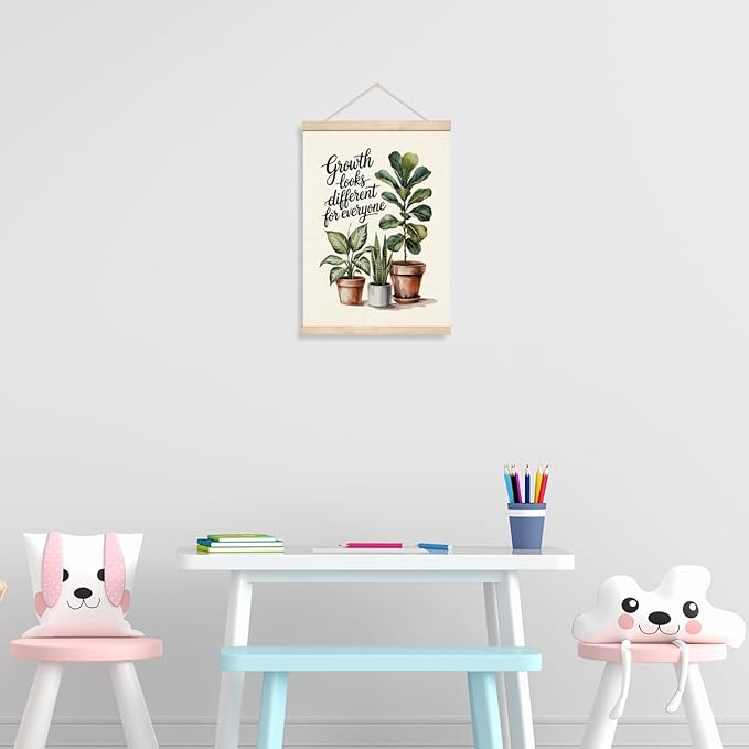 Growth Mindset Banner - Growth Looks Different for Everyone, Mental Health Wall Art, Potted Plant Wall Hanging Banner Flag for Classroom Therapy Office School Counseling