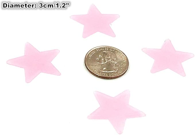 Glow in The Dark Stars Sticker Luminous Stars Wall Ceiling Pasters(100pcs,Pink,1.2 Inches)
