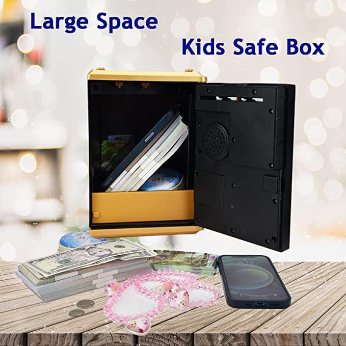 Toy Safe Box, ATM Piggy Bank, Money Coin Savings Bank, Great Gift for Children Kids (Golden/Black)