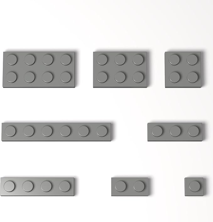 100 Pieces Classic Building Plate Assortment Pack, 8 Sizes Small Baseplates Multipacks, Compatible with Lego Parts and Pieces, Small Plate for Building(Color:Dark Gray)