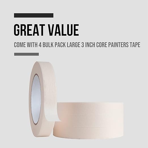 Lichamp Masking Tape 1 inch, 4 Pack General Purpose Beige White Masking Tape, 1 inch x 55 Yards x 4 Rolls (220 Total Yards)